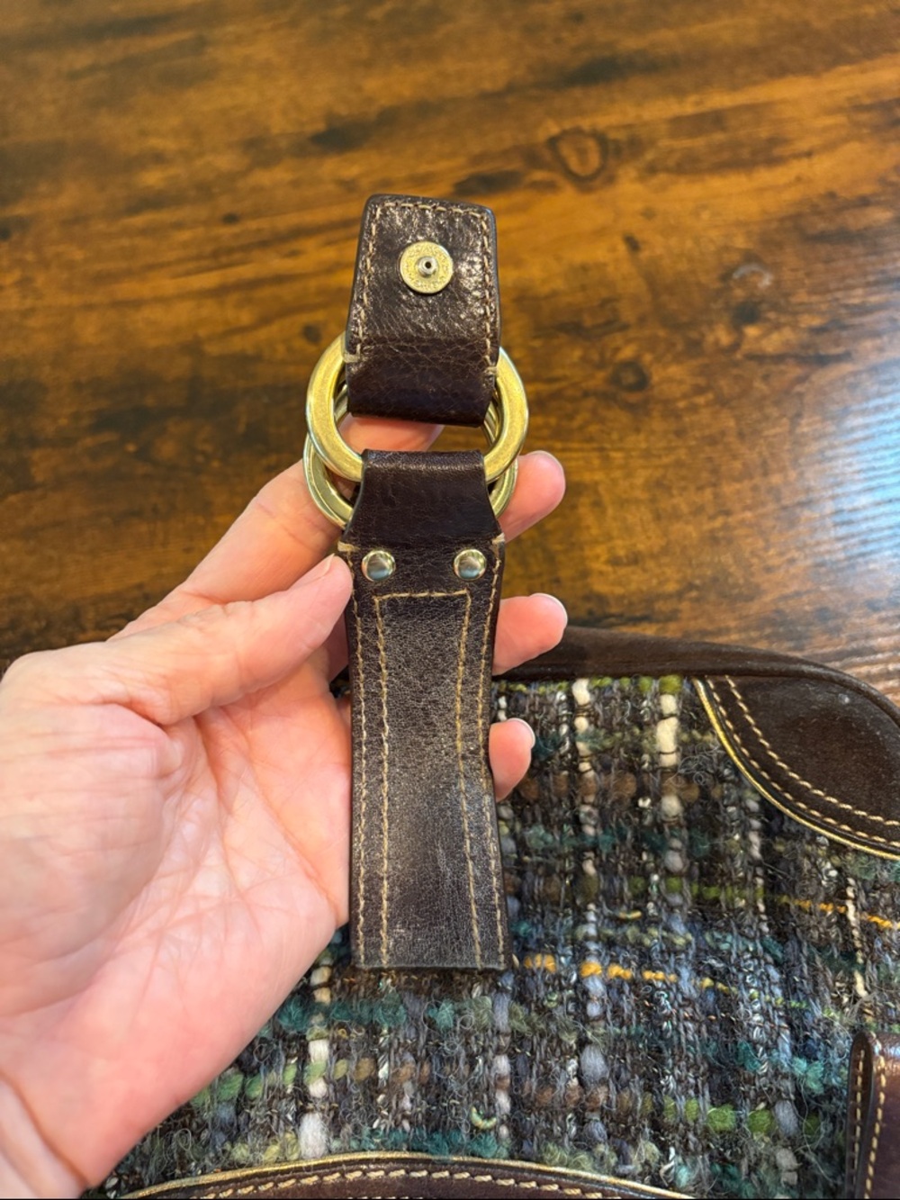 Vintage Y2K Coach Chelsea Tweed Boucle Suede Shoulder Bag Small Purse Handbag - Picture 6 of 7